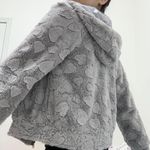 Fuzzy gray zip up hoodie jacket Photo 2