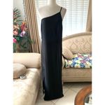 Abercrombie & Fitch Asymmetrical One Shoulder Maxi Dress with Slit in Black Photo 4
