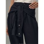 Anthropologie Linen Shirt Tie Capri Pants black size 8 NWT Photo 2