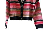 Nordstrom BP BLACK MARL STRIPE Button Down Red Black V-Neck Crop Cardigan Sweater XS Photo 7