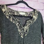 Anthropologie  A'REVE CHARCOAL GRAY OPEN LACE TUNIC BOHO BLOUSE S Photo 2