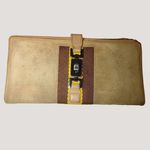 Gucci Leather Long Wallet Jackie Beige Suede Yellow Brown Accents Corduroy Photo 0