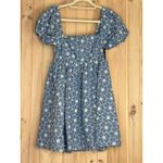 Lulus NWT  Fit to Frolic Blue Eyelet Lace Puff Sleeve Babydoll Dress Mini Sz S Photo 1