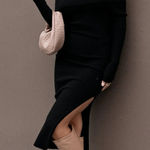 Petal and Pup  Yara‎ Side Slit  Midi Dress in Black Sz L/XL Photo 0