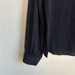 Vince 100% Silk Black Shirred Mock Neck Long Sleeve Blouse S Photo 3