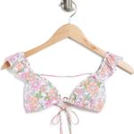 Maaji Flower Power Pirouette Sliding Triangle Pink Ruffle Bikini Top Medium NEW Photo 2