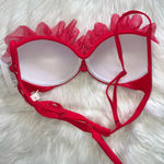 Brazilian Bikini Ruffle Embellished Bikini Top Large NWT Pink Photo 5