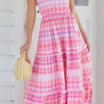 Cabana Life Napa Tiered Maxi Dress Pink UPF 50+ Size Large Resortwear Vacation Photo 0