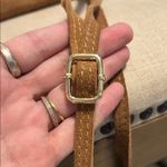 None Brown Suede Studded Wallet with Shoulder Strap Photo 6