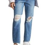 Good American  High Rise Distressed Straight Denim Jeans Blue Size 26/2 NEW Photo 0