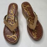 Sam Edelman Romy Tan Cream Camel Faux Patent Leather Wedge Sandal S-116 Sz 9.5 Photo 2