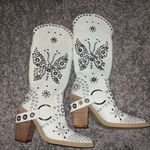 Current Mood  White Studded Heeled Boots Photo 3