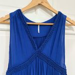 Free People Ruffled Tunic Tank Blue Asymmetrical V Photo 2