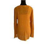 Eyeshadow  Women's Blouse Mustard Orange Long Sleeve Tie Front Hem Top Size S Photo 3