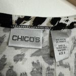 NWT  Animal Print Cardigan Button Front White Black XL Chico's Size 3 Photo 2