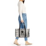 Pajar Canada Metallic Quilted Tote Bag Silver Nylon Travel Gym Weekender Photo 2