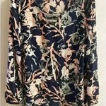 Juicy Couture  Navy Floral Shark Bite Hem Blouse Medium Photo 0