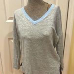 Lilla P heathered gray and blue 3/4 sleeve v Photo 0