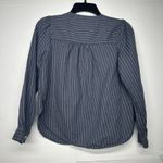 Loft  Petite XSP Women’s Navy Blue Pinstripe Button Front Blouse Long Sleeve Top Photo 9