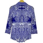 VTG Y2K Fairy Grunge Paisley Mesh Button Front Top Large White Blue Long Sleeve Photo 2