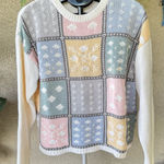 Liz Claiborne  vintage Pastel Patchwork Sweater Photo 0