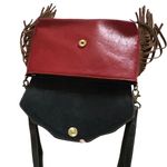 Genuine Leather Cowhide Red Crossbody Bag Brown Fringe Western Boho Womens Purse Photo 3