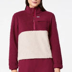 FIGS On-Shift High Pile Fleece Pullover Jacket in Deep Cranberry, Size Small Photo 0