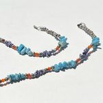 Vintage Boho Tribal Medallion Pendant Necklace Carnelian Turquoise Multistone Blue Photo 13