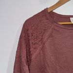 Knox Rose  blouse lace shoulder detail hi low long sleeve raw hem detail small Photo 2