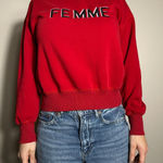 FRNCH Anthropologie  Red "FEMME" Graphic Crewneck Sweatshirt Size S Photo 0