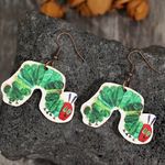 Caterpillar Very Hungry  Dangle Wooden Earrings Photo 2