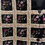 Van Heusen Vintage Black Suede Floral Embroidered Vest Size Large EUC Photo 2