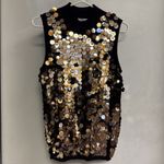Peter Nygard  PETITES Black Gold Silver SEQUINS Pullover KNIT Sleeveless‎ Top MP Photo 1