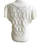 Rye Grass Cropped Cardigan Crochet Cable Knit Sweater Size Medium White V Photo 2