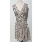 Maeve Anthropologie Dress Faux Wrap V-Neck Floral Lace Sleeveless Tan Small Photo 11