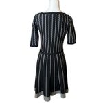 Gabby Skye  Fit & Flare Sweater Dress Black Cream Stripe Small Neutral Minimalist Photo 5