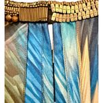 Anthropologie RANNA GILL TROPICALIA Blue‎ Wedding Guest Gold Beaded Maxi DRESS 2 Photo 6