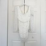 Lulus NWT Lulu’s Admirably Divine White Mesh Pearl Long Sleeve Mini Dress Size Small Photo 4