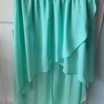 Iris Aqua High Low Waterfall Boho Chiffon Skirt Sz M Photo 0