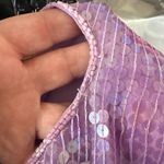 Vintage Purple Sequin Silk Top XL Beaded Short Sleeve Party Blouse Photo 6