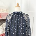 Massimo Dutti  Silk Button Front Blouse Navy Blue Sz 6 Photo 6