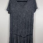 Chatoyant Womens Mineral Wash Mini Dress Sz M Black Gray Stretchy Grunge Drapey Photo 0