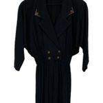 Vintage 90s Jumpsuit Black Wrap Front Dolman Long Sleeve Gold Hardware Womens XS Photo 3