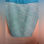 Talbots NWT Blue and White Tweed Structured Ribbon Bow Waist Shift Dress 14P Photo 5