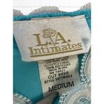 L.A. Intimates Blue Slip Dress Medium Flower Lace Satin Photo 4