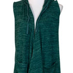 LOGO By Lori Goldstein LOGO Women's Vest Green Knit Hooded Open Front Size Casual Athleisure Size XS Photo 0