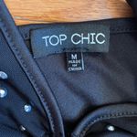 Top Chic Black Rhinestone Halter Crop Top – Y2K Clubwear Tie Front (NWT) Size M Photo 1