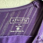 Athleta Purple Gray Stripe Long Sleeve Athletic Top Womens L Sporty Workout Photo 3
