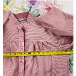 AVON FASHIONS Red White Stripe Tunic Shirt Blouse Button Up Pockets Size 11/12 Photo 2