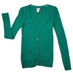 SO  Cardigan Sweater Womens Large Green V Neck Button Front Pockets Lightweight Photo 1